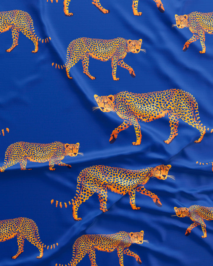 Mens Boxer Briefs - Blue with Leopard Print