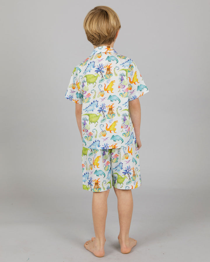 Boys Short Pyjamas - Blue Dinosaurs