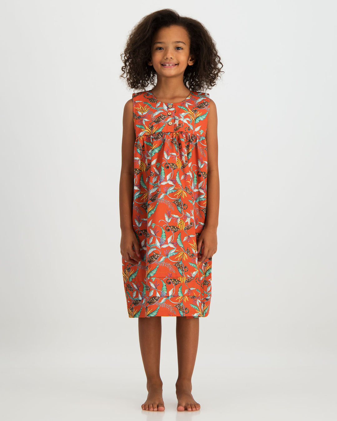 Girls Short Sleeve Nightdress - Nag Apies Orange