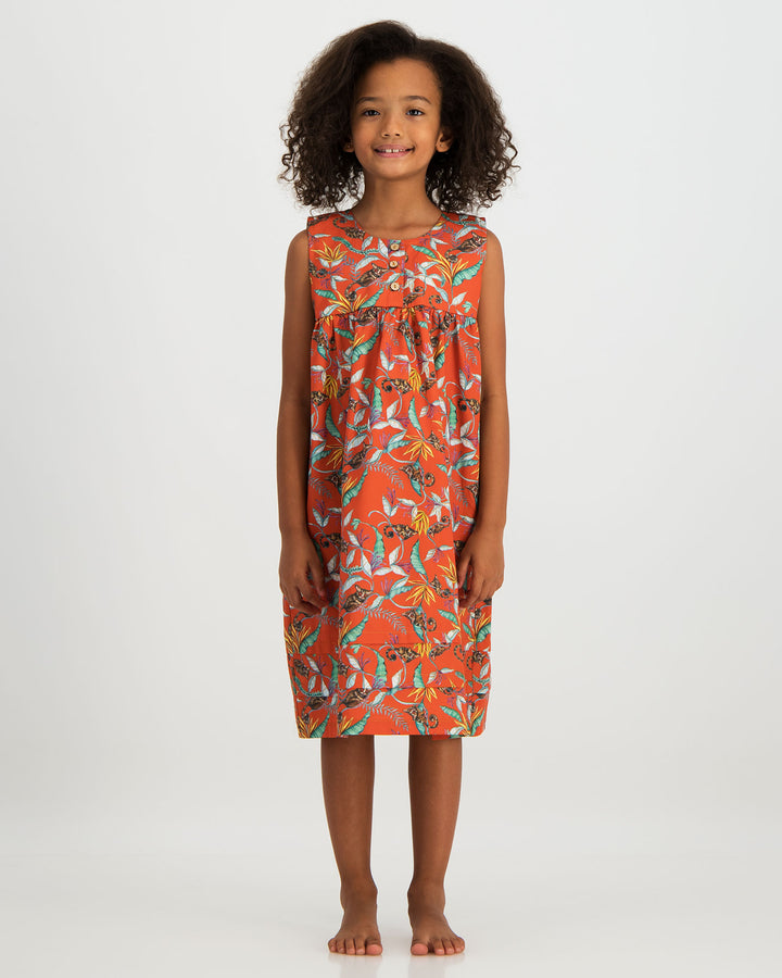 Girls Short Sleeve Nightdress - Nag Apies Orange