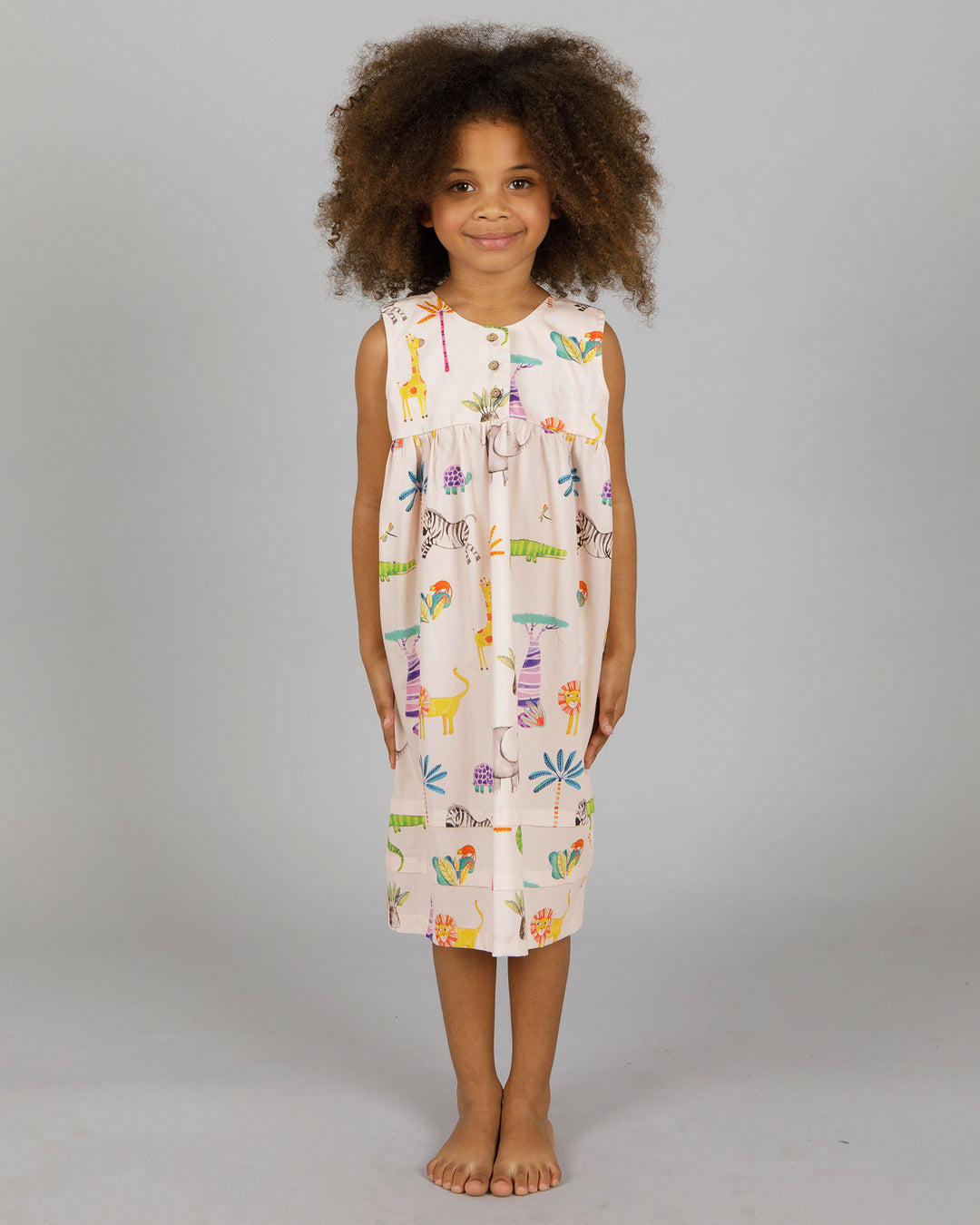 Girls Short Sleeve Nightdress - Safari in Pink