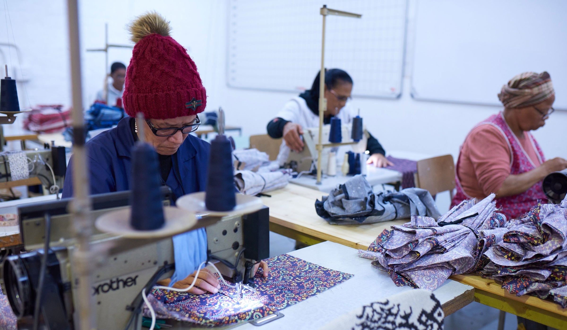Seamstresses at work in the Woodstock Laundry factory