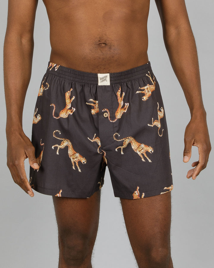 Mens Boxer Shorts - Leaping Leopards