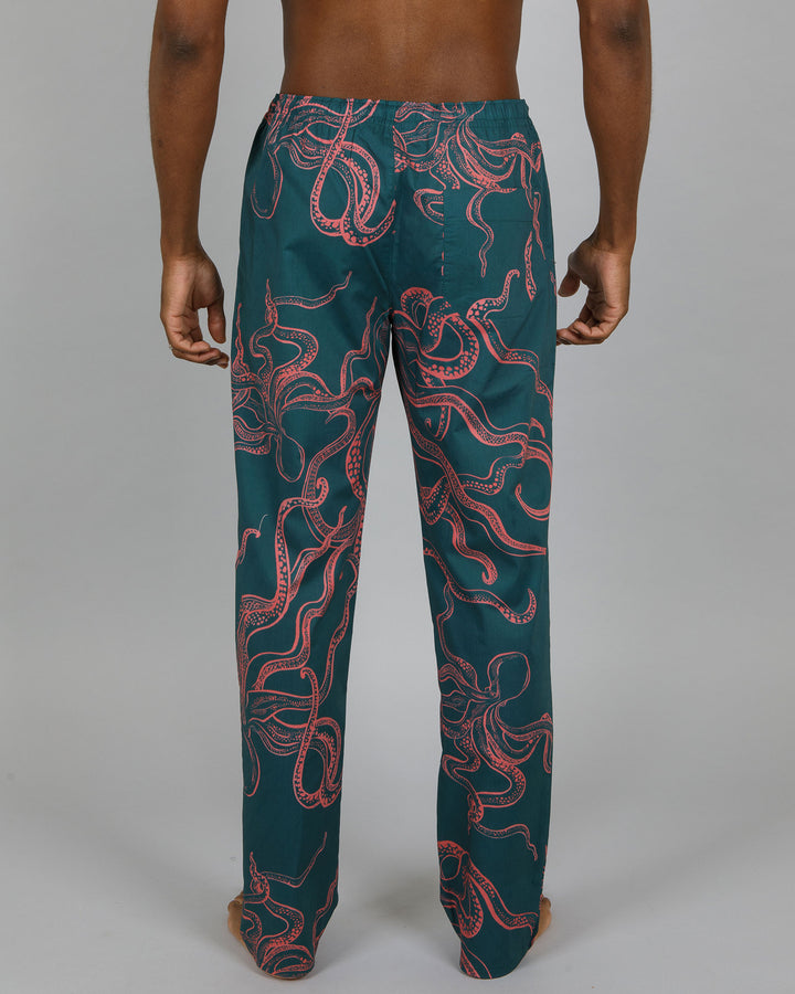 Mens Lounge Pants - Octopus in Pink