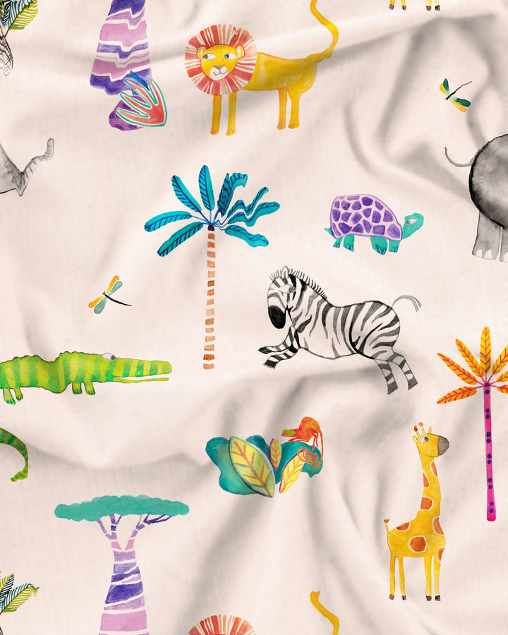 Girls Short Sleeve Nightdress - Safari in Pink