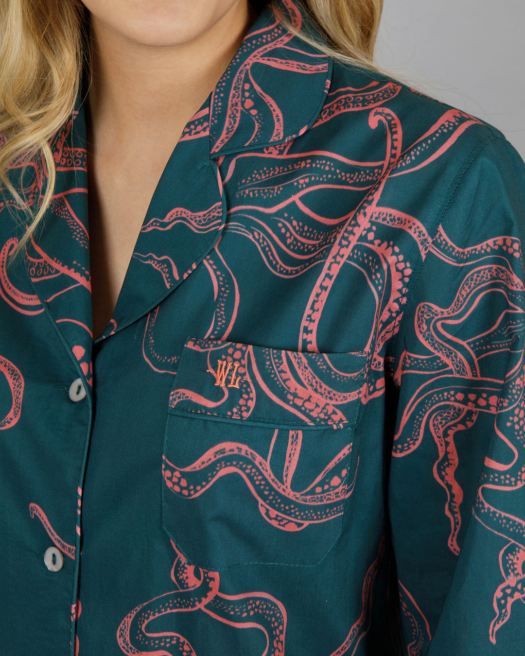 Womens Long Pyjamas - Octopus in Pink