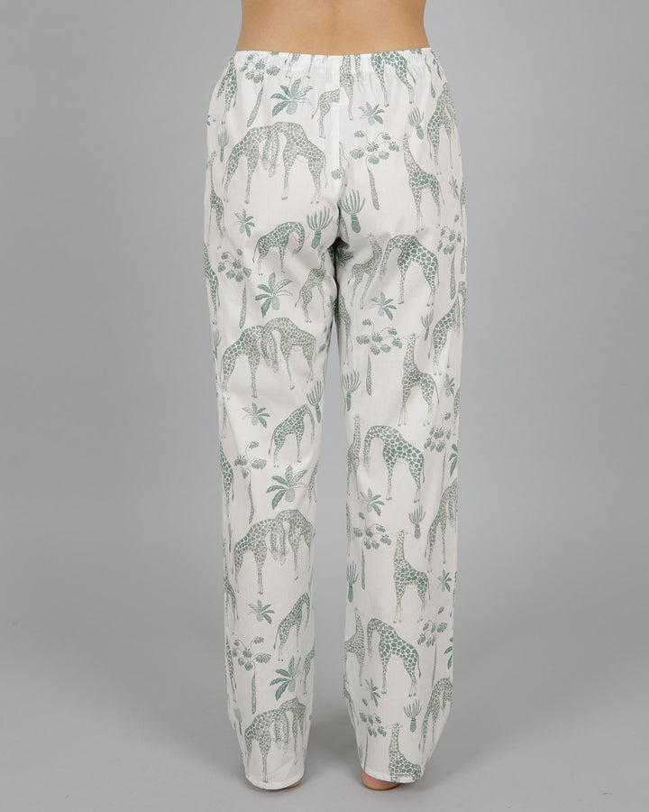 Womens Lounge Pants - Green Giraffes