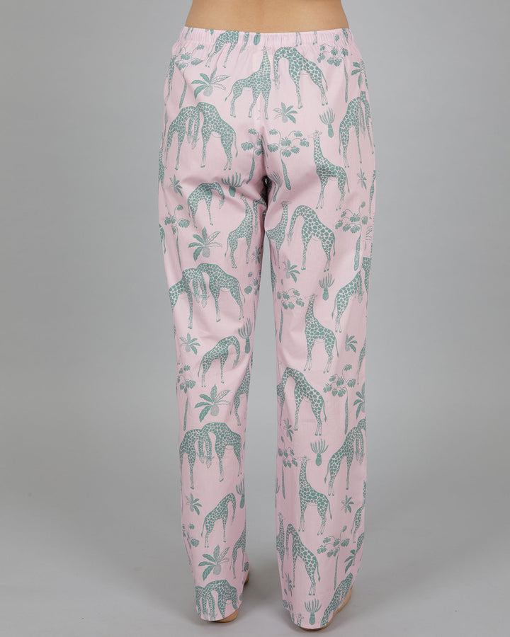 Womens Lounge Pants - Pink Giraffes