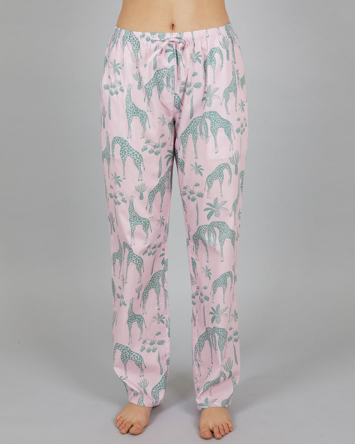 Womens Lounge Pants - Pink Giraffes