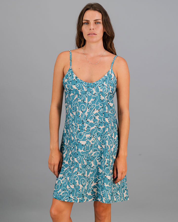 Womens Nightdress - Little Monkeys in Turquoise