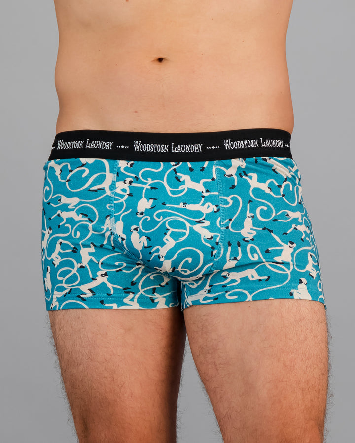 Mens Boxer Briefs - Little Monkeys in Light Green