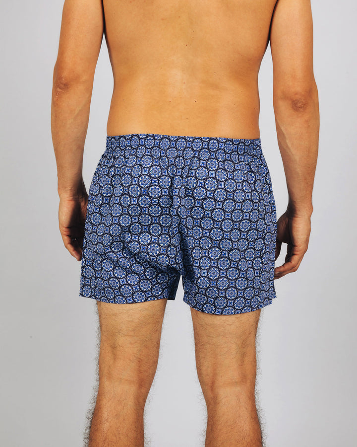 Mens Boxer Shorts - Flora Indigo