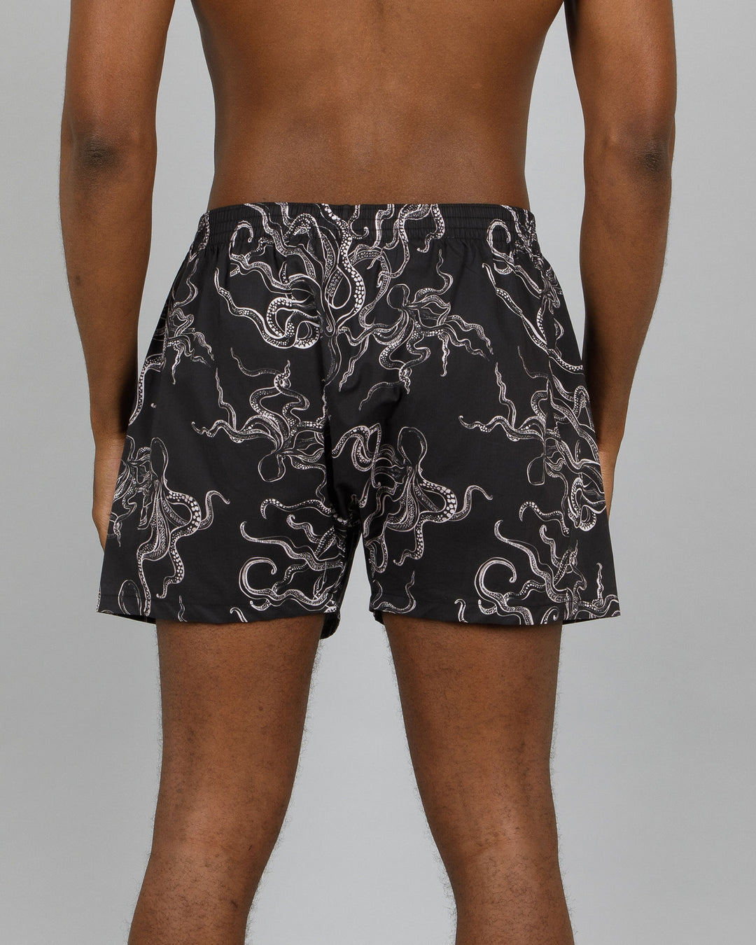 Mens Boxer Shorts - Black Octopus
