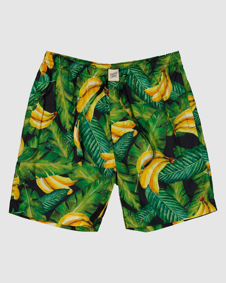 Mens Lounge Shorts - Banana on Leaves