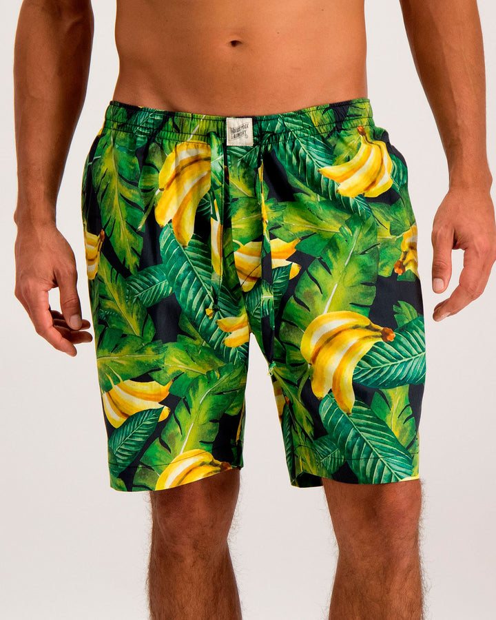 Mens Lounge Shorts - Banana on Leaves