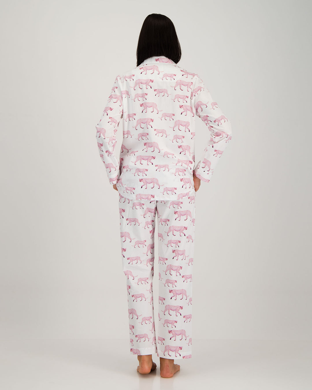 Womens Long Pyjama - Leopard in Pink