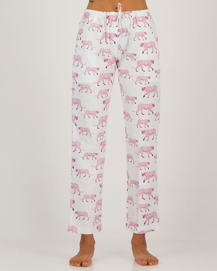 Womens Lounge Pants - Pink Leopard