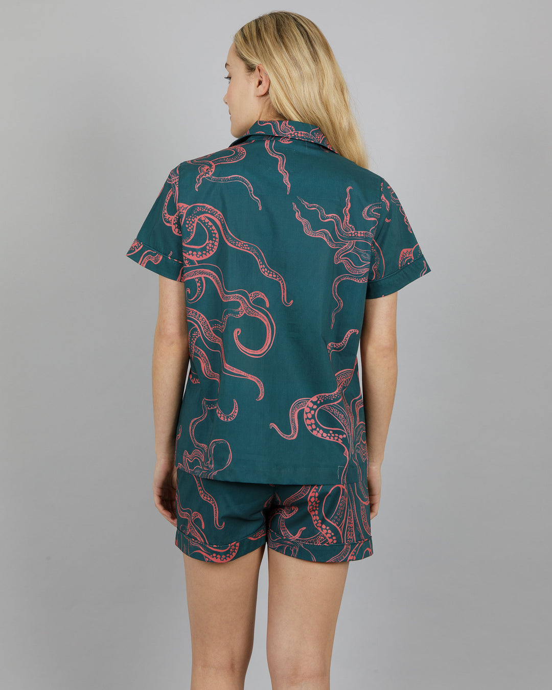 Womens Short Pyjamas - Pink Octopus