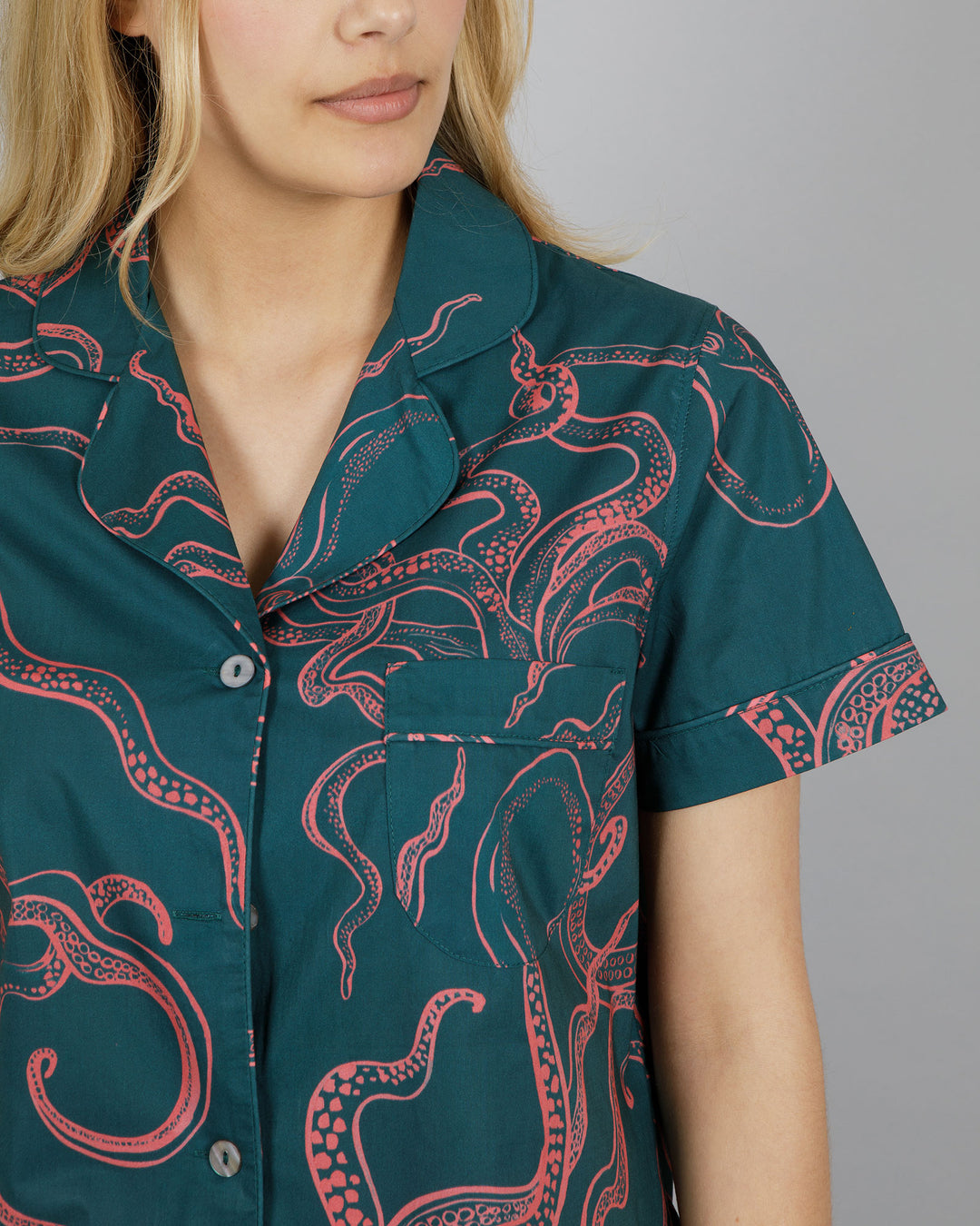 Womens Short Pyjamas - Pink Octopus