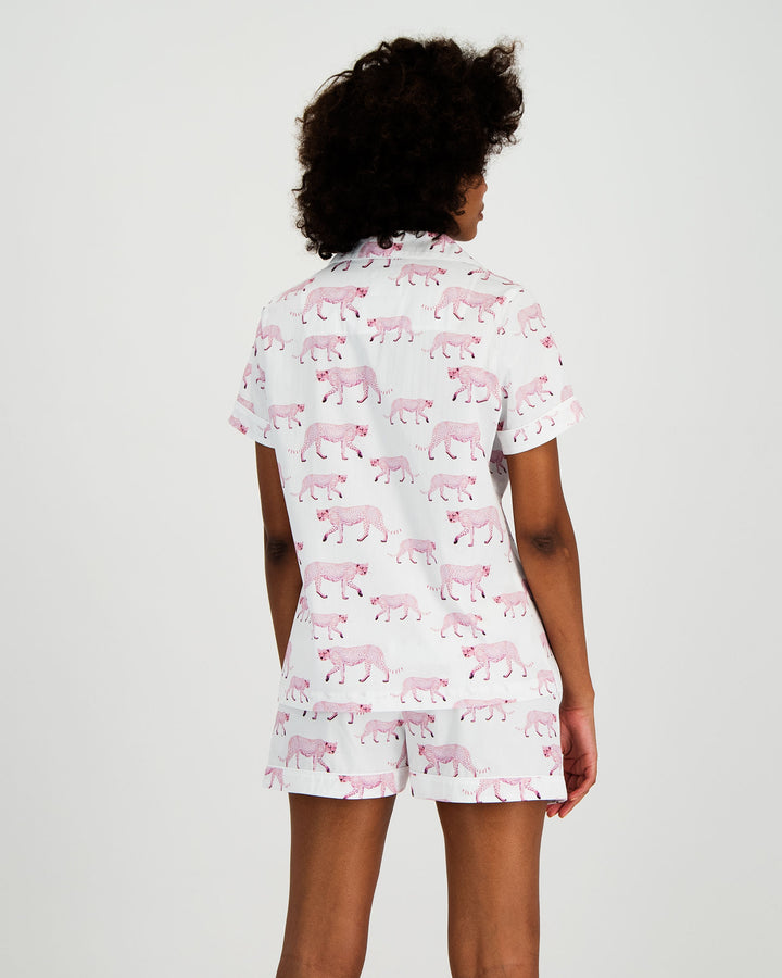 Womens Short Pyjamas - Pink Leopard